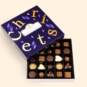 Cutie 25 praline ciocolată belgiană cu Cafea și Caramel - Colecția Putere, Gust și Eleganță (330g)