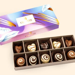 Cutie 10 praline ciocolată belgiană - Duo Lila & Blue (145g)